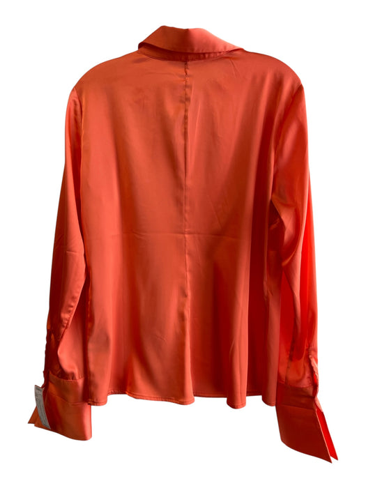 Boston Proper Size 12 Orange Polyester Long Sleeve Collared Button Down Top Orange / 12