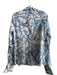Boston Proper Size 12 Blue & White Polyester Long Sleeve Collared Top Blue & White / 12