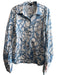Boston Proper Size 12 Blue & White Polyester Long Sleeve Collared Top Blue & White / 12