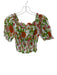 Olivia James Size XS Green & Pink Cotton Floral Off the Shoulder Puff Sleeve Top Green & Pink / XS
