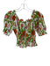 Olivia James Size XS Green & Pink Cotton Floral Off the Shoulder Puff Sleeve Top Green & Pink / XS
