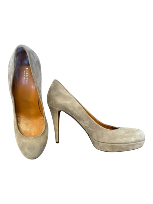 Gucci Shoe Size 39.5 Gray Suede Stiletto Round Toe Platform Pumps Gray / 39.5