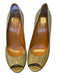 Gucci Shoe Size 39 Taupe Patent Leather Stiletto Peep Toe Pumps Taupe / 39