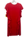 Escada Size 40 Red Triacetate Blend Cap Ruffle Sleeve Darted Back Zip Dress Red / 40