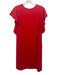 Escada Size 40 Red Triacetate Blend Cap Ruffle Sleeve Darted Back Zip Dress Red / 40