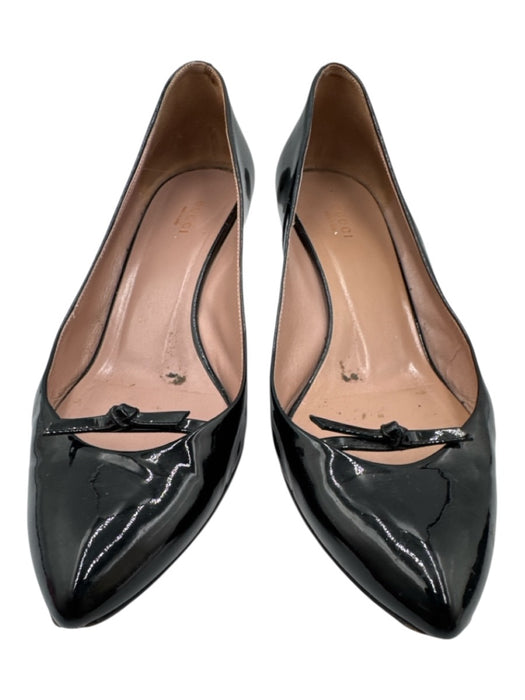 Gucci Shoe Size 39.5 Black Patent Leather Pointed Toe Bow Detail Pumps Black / 39.5