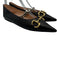 Gucci Shoe Size 40 Black Leather Pointed Toe Horse Bit Flare Chain Strap Shoes Black / 40
