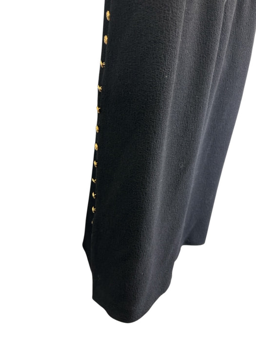 Gucci Size 48 / 12 / L Black & Gold Wool Crepe Short Sleeve Princess Seams Dress Black & Gold / 48 / 12 / L
