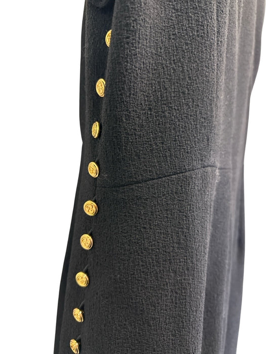 Gucci Size 48 / 12 / L Black & Gold Wool Crepe Short Sleeve Princess Seams Dress Black & Gold / 48 / 12 / L