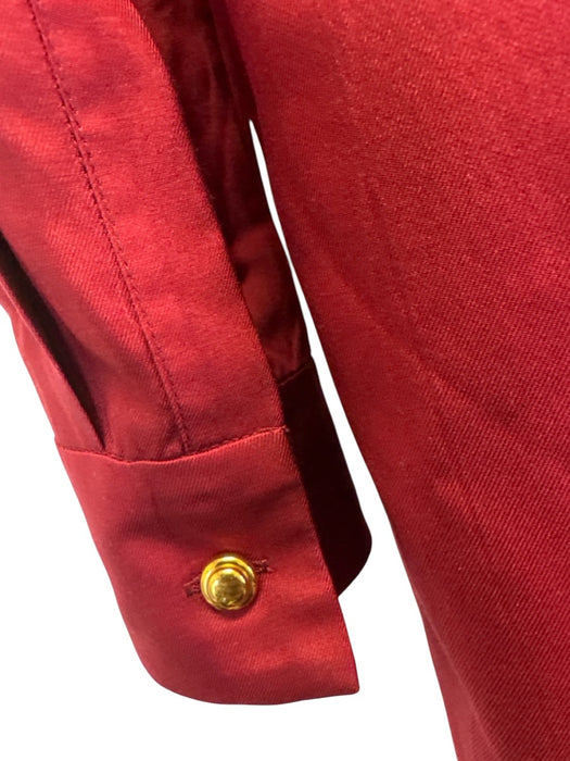 Gucci Size 46 Burgundy Silk Twill Horsebit Neck Tie Button Up & Collar Dress Burgundy / 46