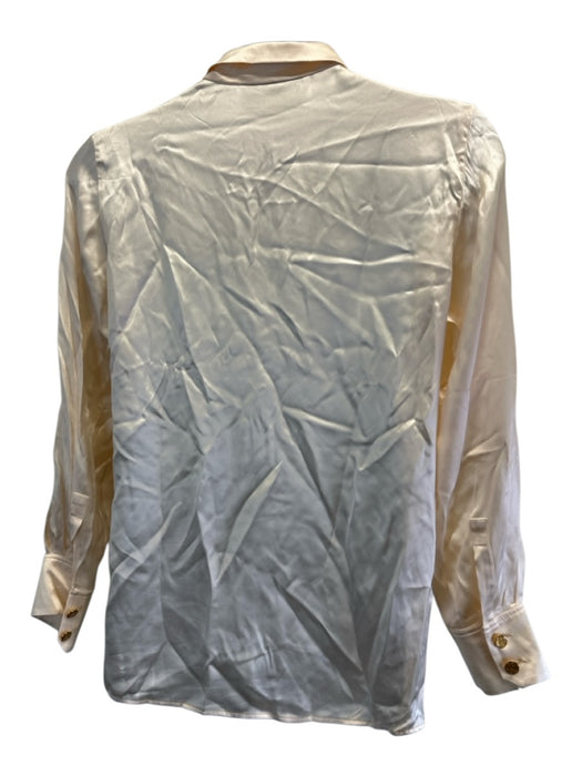 Gucci Size 48 / 12 / L Cream Silk & Viscose Satin covered buttons Collar Top Cream / 48 / 12 / L