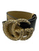 Gucci Gold, Black & Tan Leather GG Buckle Color Block Wide Belts Gold, Black & Tan / M
