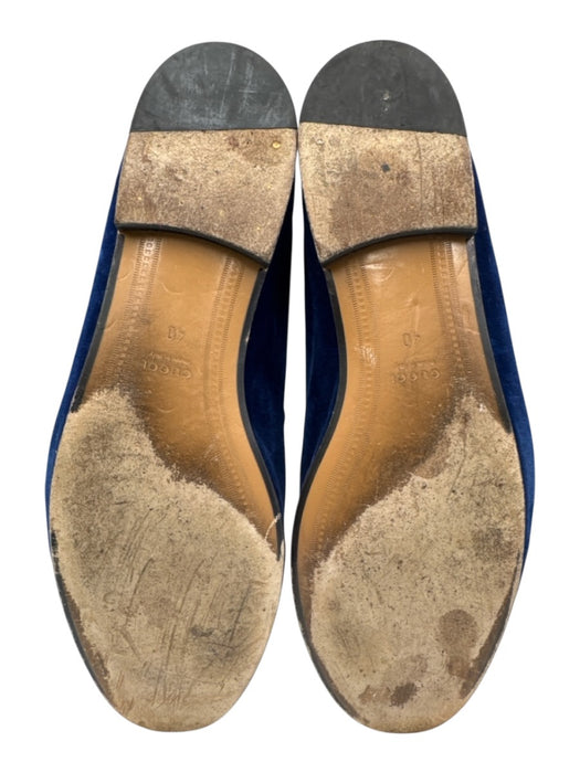 Gucci Shoe Size 40 royal blue & gold Leather Velvet Round Horse Bit Loafer Flats royal blue & gold / 40