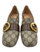 Gucci Shoe Size 40 Brown & Tan Coated Canvas Leather Guccissima Block heel Pumps Brown & Tan / 40