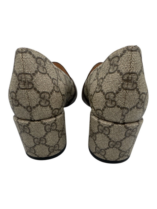 Gucci Shoe Size 40 Brown & Tan Coated Canvas Leather Guccissima Block heel Pumps Brown & Tan / 40