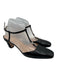 Gucci Shoe Size 40 Black & Silver Leather Silver Logo T Strap Block Heel Pumps Black & Silver / 40