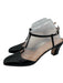 Gucci Shoe Size 40 Black & Silver Leather Silver Logo T Strap Block Heel Pumps Black & Silver / 40