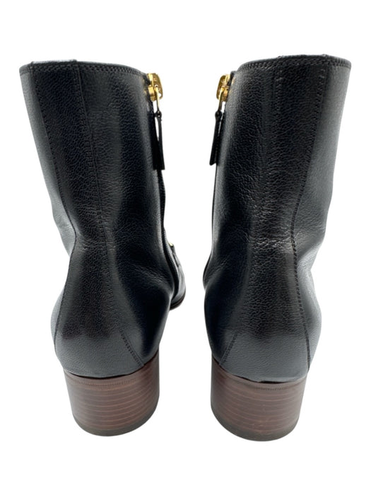 Gucci Shoe Size 39.5 Black & Gold Leather Chain Interior Zip Ankle Booties Black & Gold / 39.5