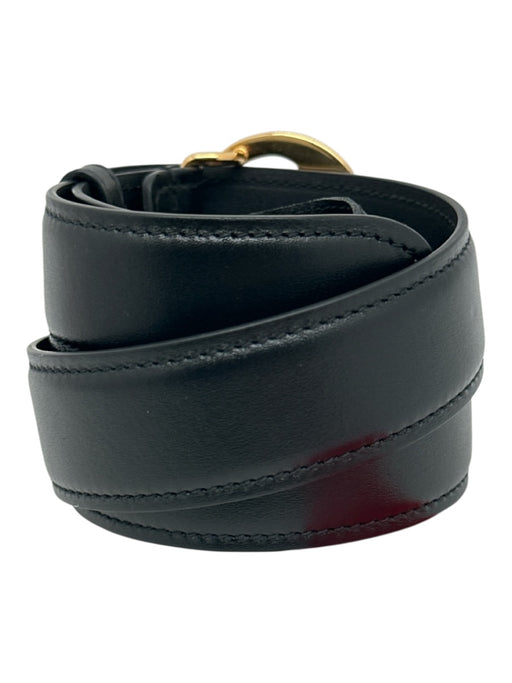 Gucci Black Calfskin Gold hardware Logo Medium Width Belts Black / L