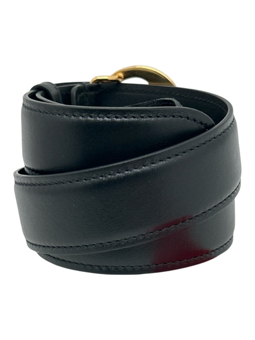 Gucci Black Calfskin Gold hardware Logo Medium Width Belts Black / L