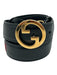 Gucci Black Calfskin Gold hardware Logo Medium Width Belts Black / L