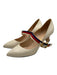 Gucci Shoe Size 39.5 Cream, Red & Blue Leather Pointed Toe Grosgrain Pumps Cream, Red & Blue / 39.5