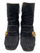 Gucci Shoe Size 39.5 Black & Gold Suede Square Toe Logo Fringe Detail Booties Black & Gold / 39.5