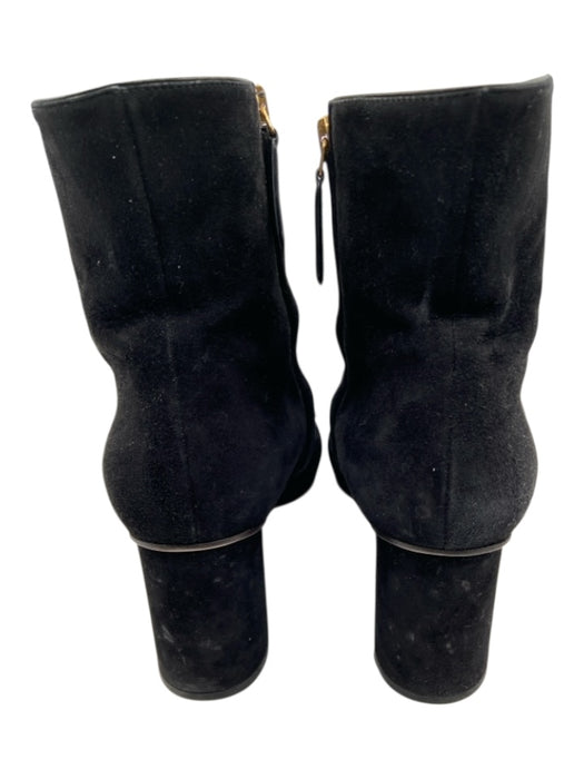 Gucci Shoe Size 39.5 Black & Gold Suede Square Toe Logo Fringe Detail Booties Black & Gold / 39.5