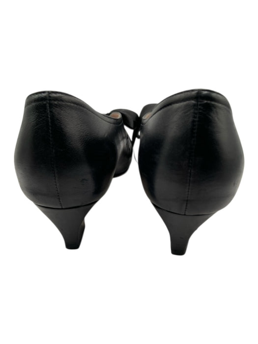 Gucci Shoe Size 39.5 Black Leather Pointed Square Toe Logo Ribbon Bow Pumps Black / 39.5