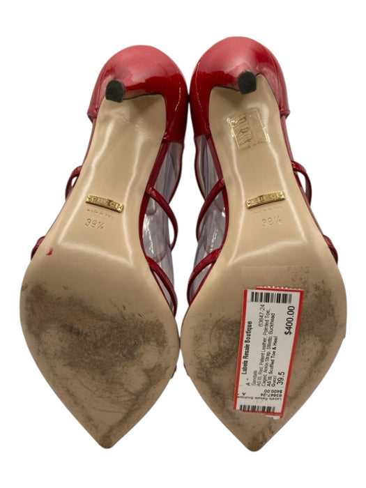 Gucci Shoe Size 39.5 Red Patent Leather Pointed Toe Caged Ankle Strap Sandals Red / 39.5