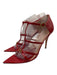 Gucci Shoe Size 39.5 Red Patent Leather Pointed Toe Caged Ankle Strap Sandals Red / 39.5
