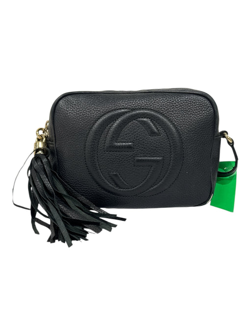 Gucci Black Pebbled Leather Tassel Detail Logo Crossbody Bag Black / Small