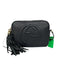 Gucci Black Pebbled Leather Tassel Detail Logo Crossbody Bag Black / Small