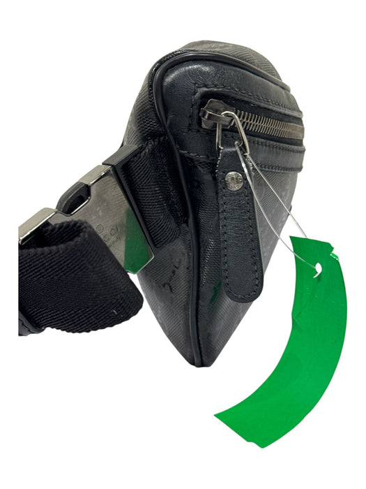 Gucci Black Vinyl & Leather Guccisima Zip Close Adjustable Strap Fanny Pack Bag Black / Small