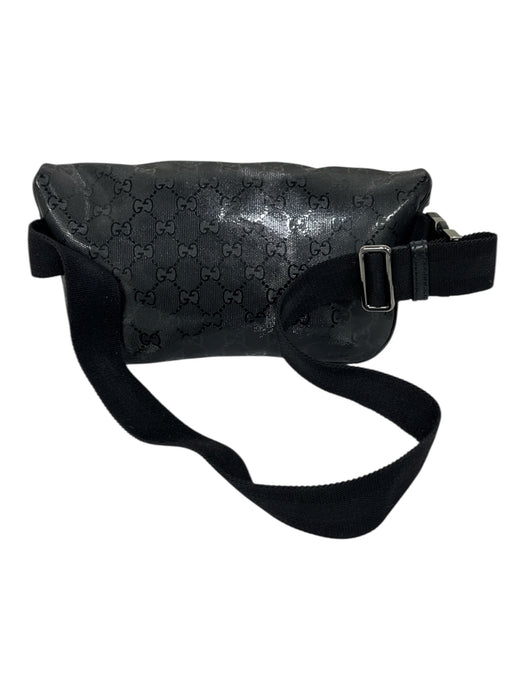 Gucci Black Vinyl & Leather Guccisima Zip Close Adjustable Strap Fanny Pack Bag Black / Small