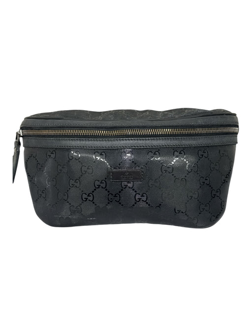 Gucci Black Vinyl & Leather Guccisima Zip Close Adjustable Strap Fanny Pack Bag Black / Small