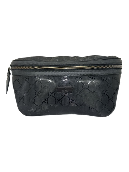 Gucci Black Vinyl & Leather Guccisima Zip Close Adjustable Strap Fanny Pack Bag Black / Small
