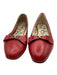 Gucci Shoe Size 40 Red & Black Leather Snake Trim Round Toe Logo & Bow Flats Red & Black / 40