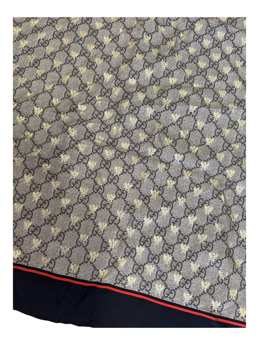Gucci Black, Brown & Gold Silk Gold Bee Guccissima scarf Black, Brown & Gold / Large