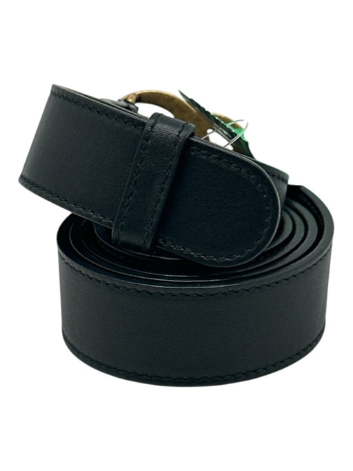 Gucci Black & Gold Leather Marmont Gold Buckle Medium Width Double G Belts Black & Gold / L