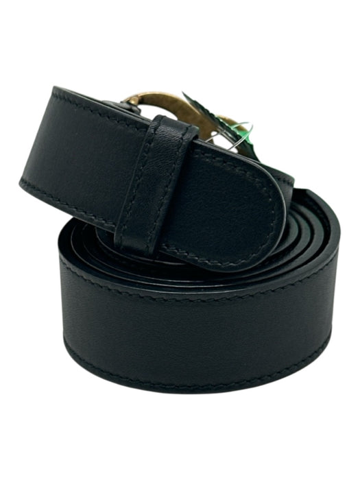 Gucci Black & Gold Leather Marmont Gold Buckle Medium Width Double G Belts Black & Gold / L
