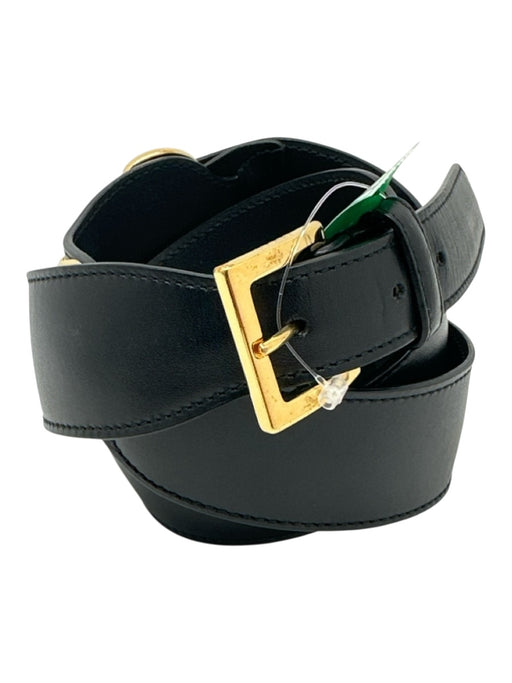 Gucci Black Leather Gold hardware Horsebit Buckle Back Belts Black / L
