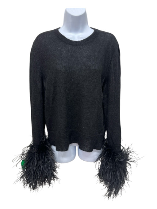Gucci Size XXL Black Mohair Blend Knit Crew Neck Long Balloon Sleeve Sweater Black / XXL