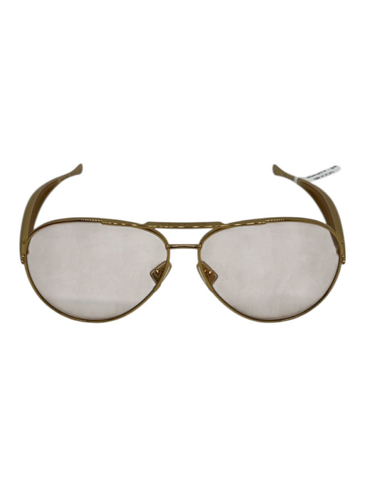Bottega Veneta Gold Gold Tone Metal Tinted Aviator Sunglasses Gold