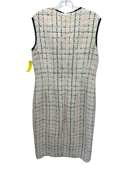 Gucci Size 8/10 Cream, Black & Pink Cotton Blend Boucle Checked Below knee Dress Cream, Black & Pink / 8/10