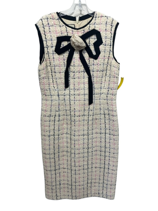 Gucci Size 8/10 Cream, Black & Pink Cotton Blend Boucle Checked Below knee Dress Cream, Black & Pink / 8/10