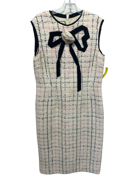 Gucci Size 8/10 Cream, Black & Pink Cotton Blend Boucle Checked Below knee Dress Cream, Black & Pink / 8/10