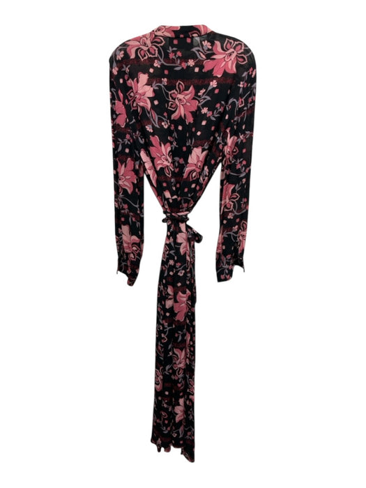 Gucci Size 48 Pink, Black & Blue Viscose Long Sleeve Floral 1/2 Button Dress Pink, Black & Blue / 48