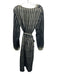 Gucci Size 48 Black & Cream Silk Long Sleeve Tear Drops Stripes Mid Dress Black & Cream / 48