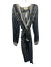 Gucci Size 48 Black & Cream Silk Long Sleeve Tear Drops Stripes Mid Dress Black & Cream / 48